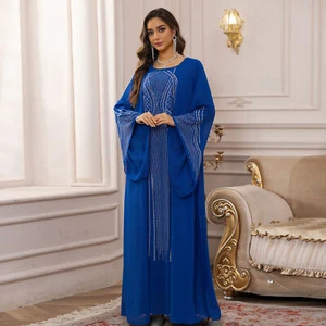 Muslim Women Abaya Long Robes Evening Kaftan Ramadan Gown Rhinestone Dresses New - Picture 1 of 21