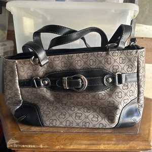 CL Carryland Monogram Shoulder Bag Black And Grey Handbag Purse - Picture 1 of 11