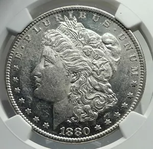 1880 UNITED STATES of America SILVER Morgan US Dollar Coin EAGLE NGC i79700 - Picture 1 of 4