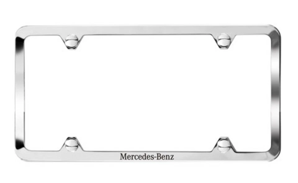 Mercedes-Benz Laser Etched Polished 304 Stainless Steel Slimline License Plate - Image 1 of 4