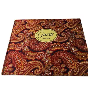 Vintage Paisley Fabric Guest Book Hardcover Quillmark Random House 1986 USA Made - Foto 1 di 9