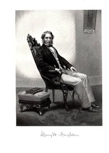 VINTAGE STEEL ENGRAVING PRINT 1863 HENRY WADSWORTH LONGFELLOW - Picture 1 of 1