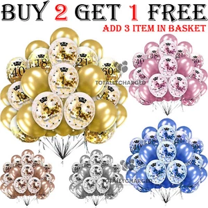 AGE PRINTED CONFETTI BALLOONS 16th 18th 21st 30th 40th FOR BIRTHDAY PARTY DECOR - Picture 1 of 1