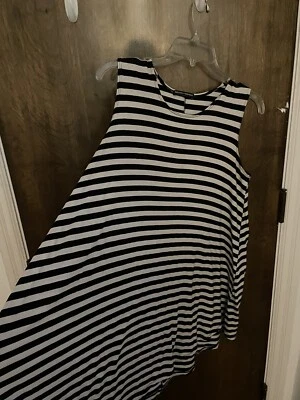 Brandy Melville striped black and white sleeveless dress 95% Cotton Made Italy - Image 1 of 4