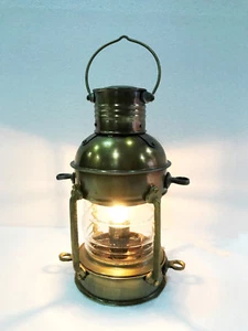 Electric Vintage Stable Antique Brown Lantern Lamp Wall Hanging Home Decor - Picture 1 of 5