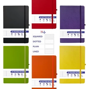 A5 Hardback Notebook Lined/Dotted/Squared/Plain PU Leather Premium Book - Picture 1 of 16