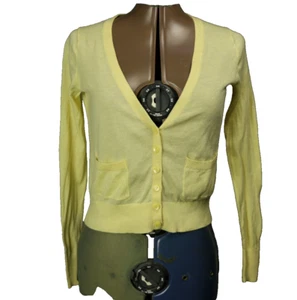 Victoria's Secret Cotton Knit Cardigan Button Front V-Neck Long Sleeve Yellow S - Picture 1 of 22