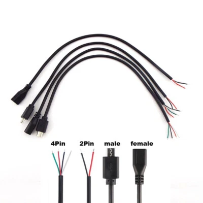 1/5X Micro USB 2.0 A Female male Jack Connector 2/4 Pin Wire Data Charge Cable - Image 1 of 4