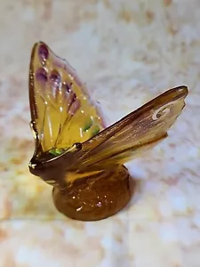 Fenton Art Glass ~Autumn Gold Butterfly ~ Hand Painted Glass Butterfly Figurine - Picture 1 of 8