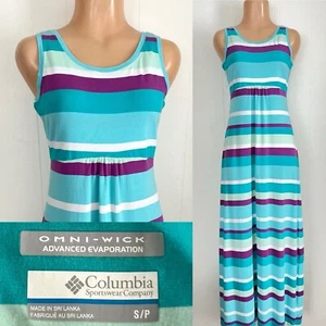 Columbia Reel Beauty II Maxi Sommerkleid S türkis lila Streifen Omni-Wick Beach - Bild 1 von 10
