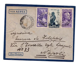 A.O.I. - Augusto Posta Aerea Lire 1 n. 15 + P.O. n. 10 busta via aerea - Photo 1 sur 1