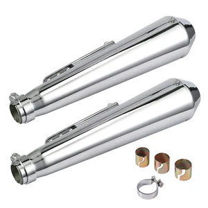 2x Universal Motorcycle Exhaust Pipe Muffler Silencer for Harley Cafe Racer - Picture 1 of 12