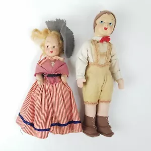 VTG Lenci & Szrajer Dolls Celluloid Face German Boy Made Italy & Spanish Lady - Picture 1 of 12