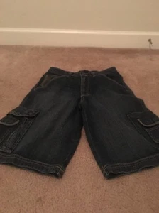  Wrangler Boys Cargo Blue Jean Shorts Zip & Button Pockets Size 16  - Picture 1 of 6