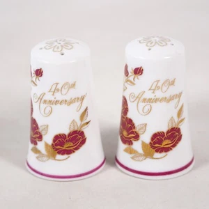 George Good 40th Anniversary Porcelain Floral Flower Salt & Pepper Shakers Japan - Picture 1 of 9
