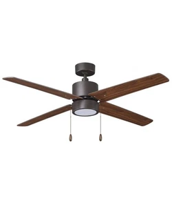 52" Aldea 4-Blade Ceiling Fan Oil Rubbed Bronze Walnut Blade Finish w/ LED Light - Picture 1 of 4