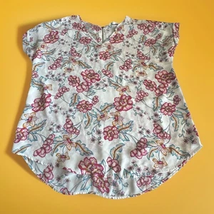 Hippie Rose Sleeveles Boho Flower Blouse Shirt Women's XL Zipper Womens Floral - Picture 1 of 5