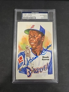 HANK AARON SIGNED PEREZ STEELE POST CARD PSA DNA SLABBED - Picture 1 of 2