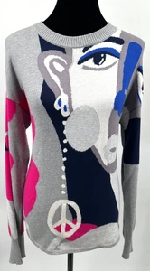 Nordstrom Cristina Martinez Womens Intarsia Design Sweater Small Multicolor Knit - Picture 1 of 10