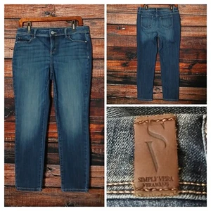 Simply Vera Wang Jeans Size 12 Petite Skinny Ankle Mid Rise Blue Denim Stretch - Picture 1 of 10