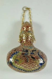 Fine Chinese Plique A Jour Cloisonne Russet Enamel Snuff Perfumee Bottle - Picture 1 of 10