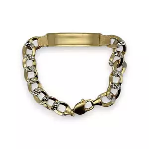 Nome Personalizzato Maglia Cubana Due Toni - Bracciale Oro Giallo 10K - Foto 1 di 3