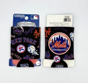2 PACK NEW YORK METS MLB DOUBLE SIDED CAN KOOZIE SLEEVE COOLERS FREE SHIP - Picture 1 of 1