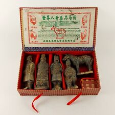 Antique Chinese Teracotta Warriors & Horse Qin Dynasty In Original Box, Vintage