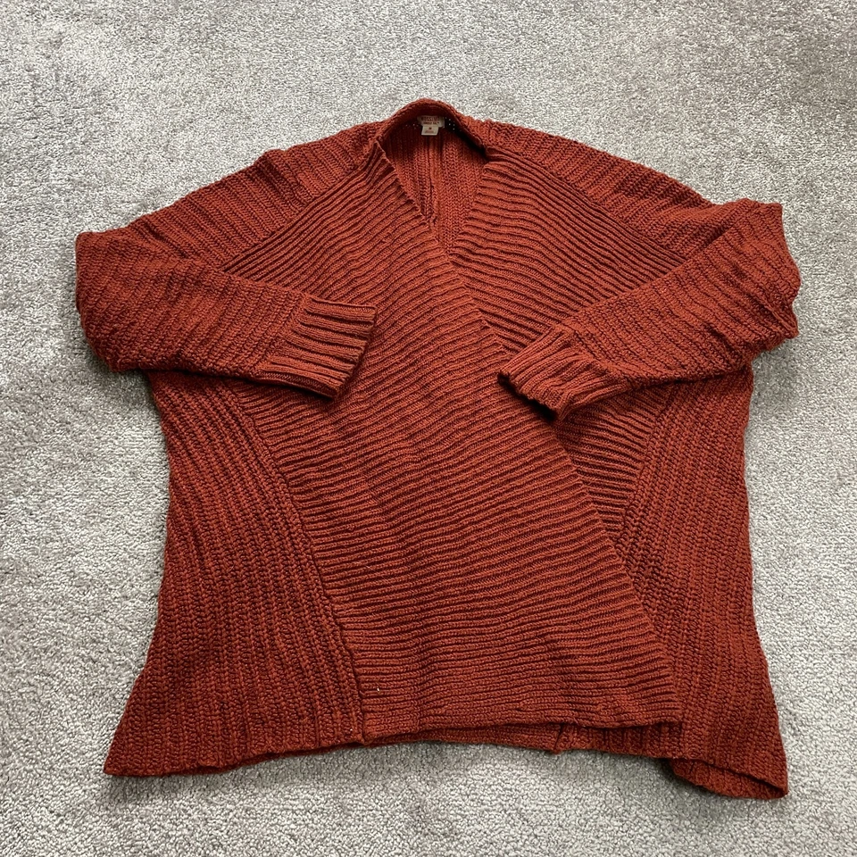Cárdigan Mossimo Abierto Suéter Mujer Medio Óxido Naranja Grueso Tejido Acrílico Foto 1 de 4
