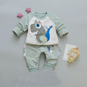 1 set kids baby girls boys top & pants Outfits set baby kids  tracksuit