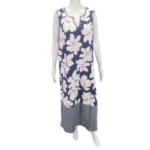 Carole Hochman Womens Everyday Floral Printed Cotton Maxi Dress 1X Plus Size - Picture 1 of 13