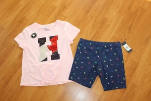 NWT GIRLS TOMMY HILFIGER SZ 12-14 BIKE SHORTS BLUE, SHIRT BLING - Picture 1 of 8