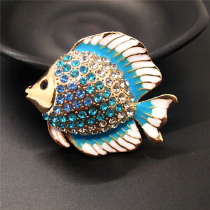 Lovely Rhinestone Blue Tropical Fish Fashion Women Charm Brooch Pin Gifts