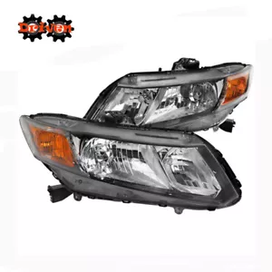 FOR Honda Civic 12-15 Sedan 12-13 Coupe FG FA Black Amber Right +Left Headlight - Picture 1 of 3