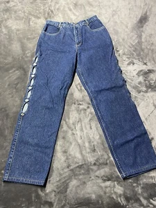 Vintage 1980s Women's Lawman Western Slim Fit Side Holes W Buttons Jean Size 15 - Picture 1 of 11