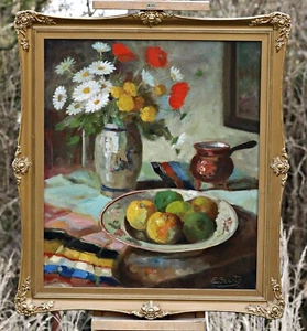 Geerth Edith (1906-1970) - Bodegón con flores y frutos - Cuadro al óleo, marco - Imagen 1 de 6