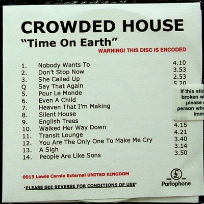 Crowded House – Time On Earth PROMO Album CD (SEALED 2007) nEIL fINN - image 1 of 2