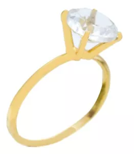 GENUINE 3.25 Cts WHITE SAPPHIRE RING 10K YELLOW SOLID GOLD - Free Appraisal - Picture 1 of 7