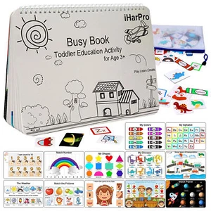 12 Pages Kids Busy Book Educational Learning Activities Montessori Toys Toddlers - Picture 1 of 12