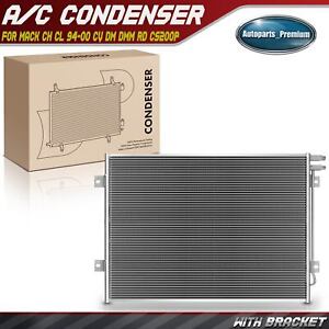 A/C AC Condenser w/ Bracket for Mack CH CL 94-00 CV DM DMM RD CS200P Mid-Liner