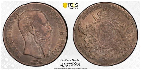 1866-Pi Mexico EMPIRE OF MAXIMILIAN Peso Silver Coin Potosi mint PCGS XF-Details Cover