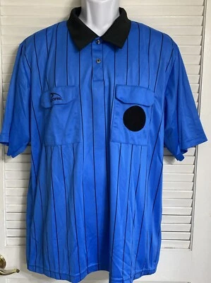 Camisa de árbitro de fútbol de Estados Unidos a rayas manga corta Score para hombre, XL, azul Foto 1 de 3