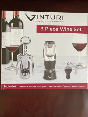 Аэратор для красного вина Vinturi, открывалка для вина, винная пробка, 3 шт., роскошный винный набор, НОВЫЙ - Изображение 1 из 4