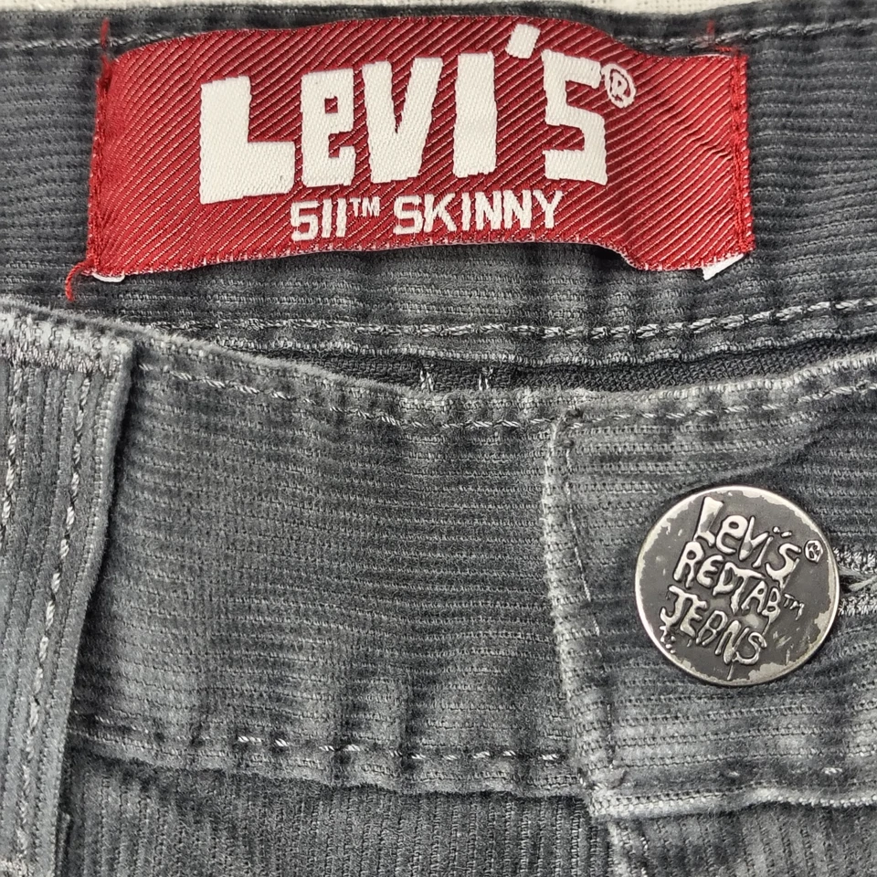 Levi's 511 Flaco 29x29 18 Azul Regular/Gris Pana Vintage Rojo Tab Grunge Retro Foto 1 de 4