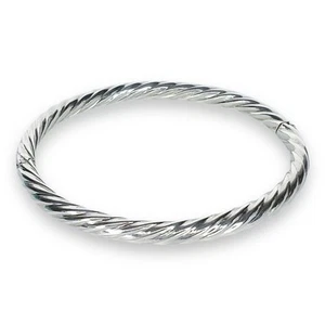 925 Sterling silver twisted hinged bangle bracelet - Picture 1 of 6