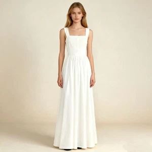Maxi Abito Cami Misto Lino Elasticizzato Farm Rio Nuovo con etichette Taglia S Classico Off White - Foto 1 di 13