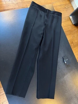 Pantalones de Esmoquin SAINT LAURENT £1100 F42 UK 12 14 Negro Satén Rayas en la Pierna Foto 1 de 4
