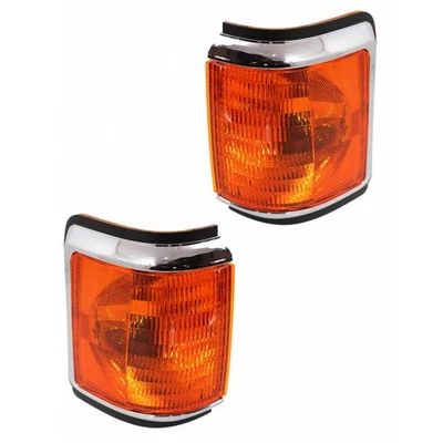 For Ford Bronco Corner Light 1987-1991 Driver & Passenger Pair Amber Lens w/Trim - Image 1 of 4