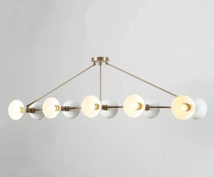"Modern Brass Sputnik Chandelier – 10-Light Handmade Ceiling Lamp, MCM Style" - Picture 1 of 5