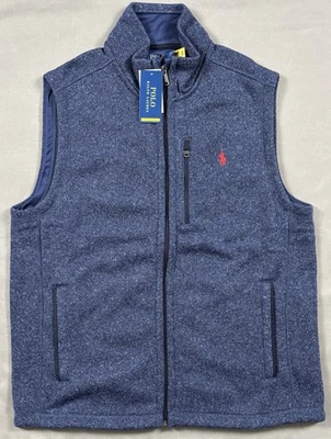 Polo Ralph Lauren 高尔夫性能经典背心海军蓝拉链口袋男式 L 码全新带标签 — 第 1/4 张图片